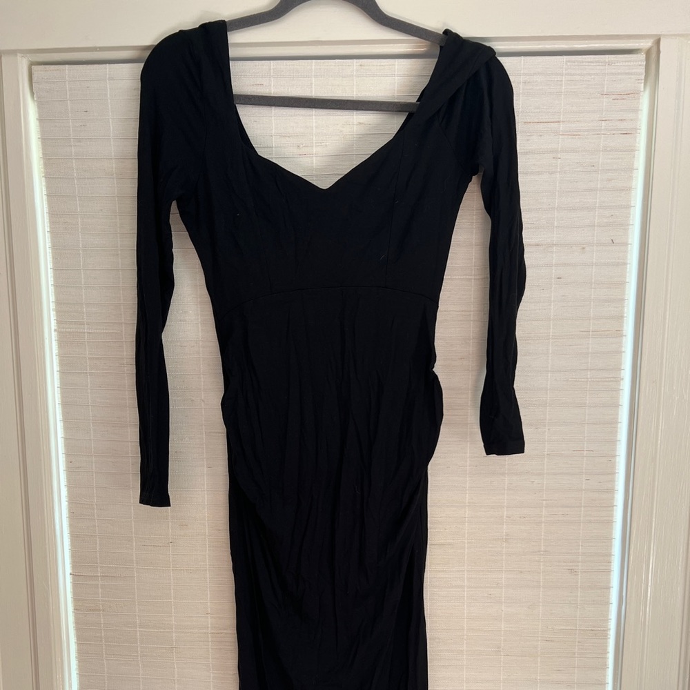 ASOS Black MATERNITY Dress - US6 - Long Sleeve, Sweetheart Neckline, Midi Length